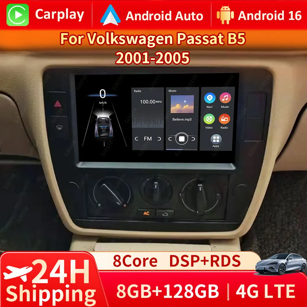 Android 16 Multimedia For Volkswagen Passat B5 2000 - 2005 Navigation GPS Carplay Radio Auto Screen Wifi Multimedia No 2din DVD