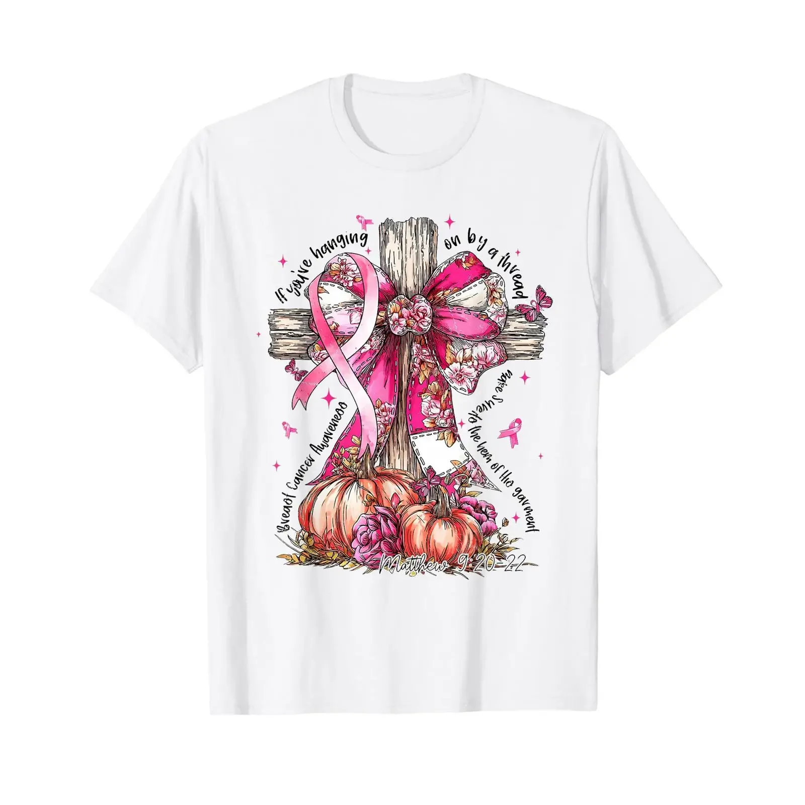 If You're Hanging On by A Thread Breast Cancer Awareness T Shirt vintage Washed homme Slightly Comfortable designer clothes