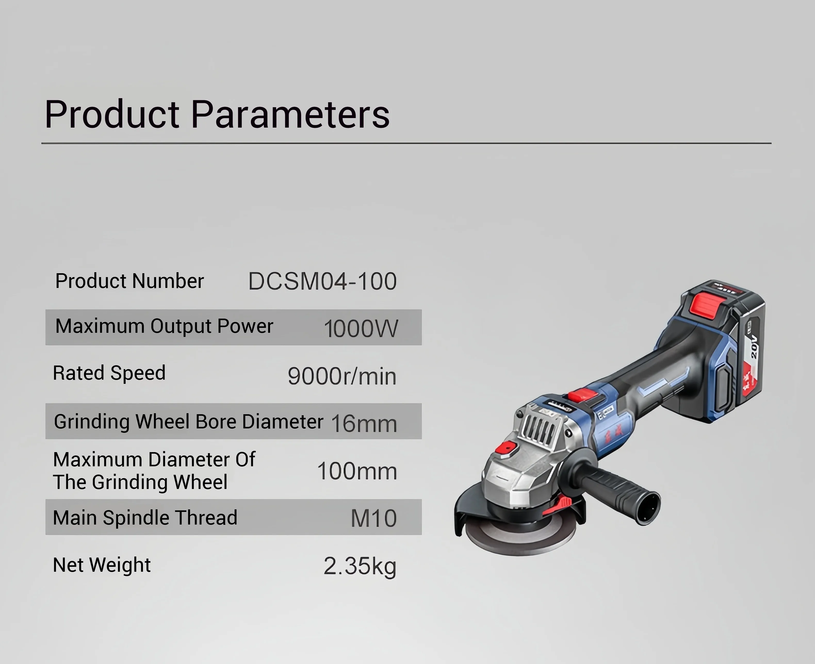 Dongcheng Powerful 20V Cordless Brushless Angle Grinder 100mm Disc 9000RPM Dual 6.0Ah Batteries For Workshop Home&Industrial Use