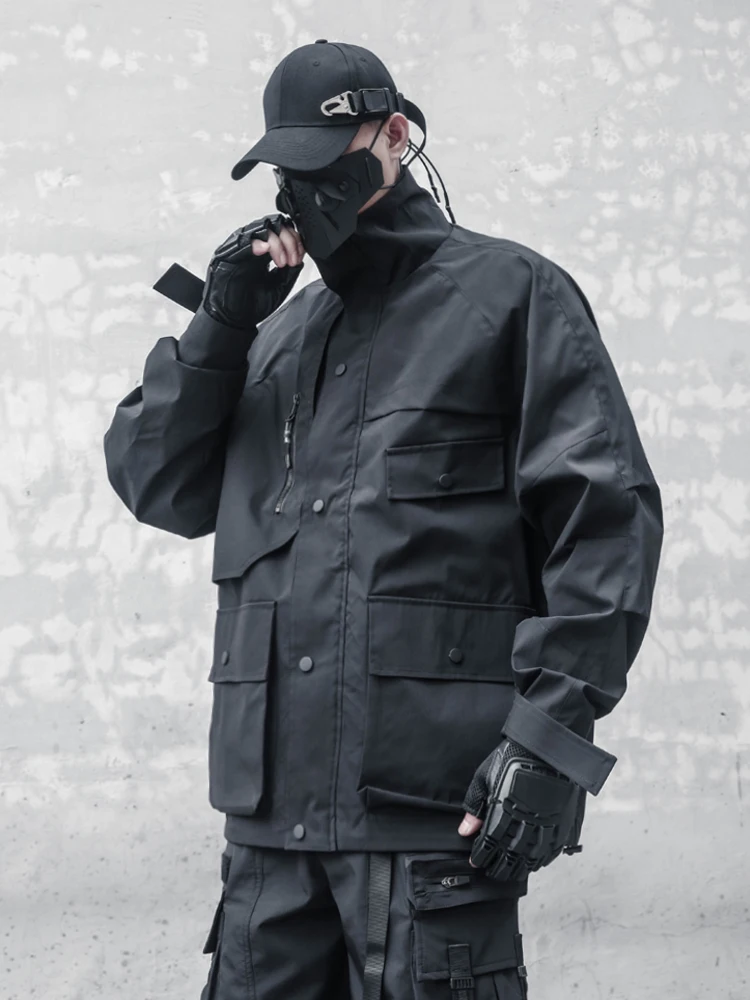 

Avant-Garde Deconstruction Design Autumn Stand Collar Jacket Street Work Men's Dark Techwear Style Streetwear Coat Fashion