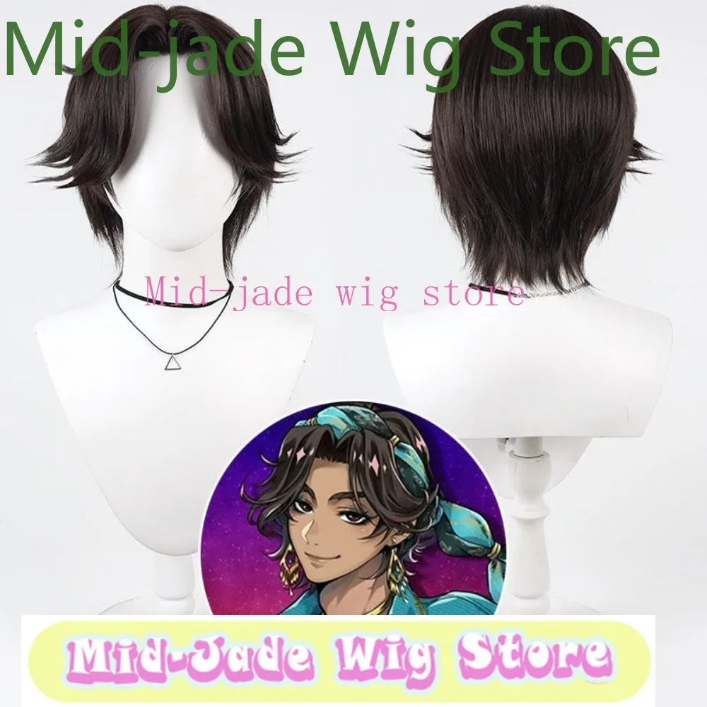 Game Minajael Tealrajah Role Playing Wig Dark Brown Long Straight Hair Daily Use Anime Heat Resistant Fiber Wig