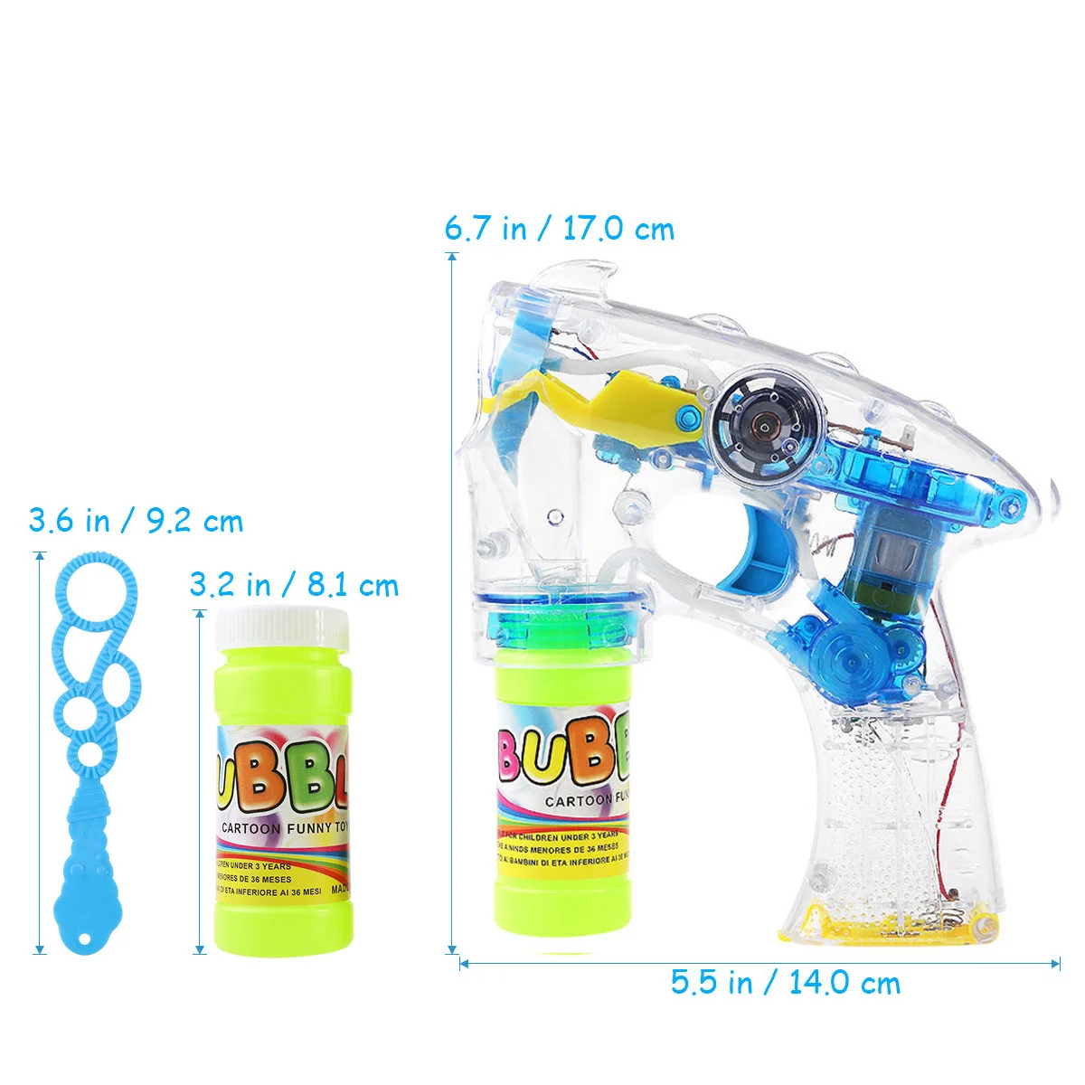 Wand With Light Music Automatic Outdoor Electric Bubble Wands For Kids Party 2 Bubble Liquids Yellow