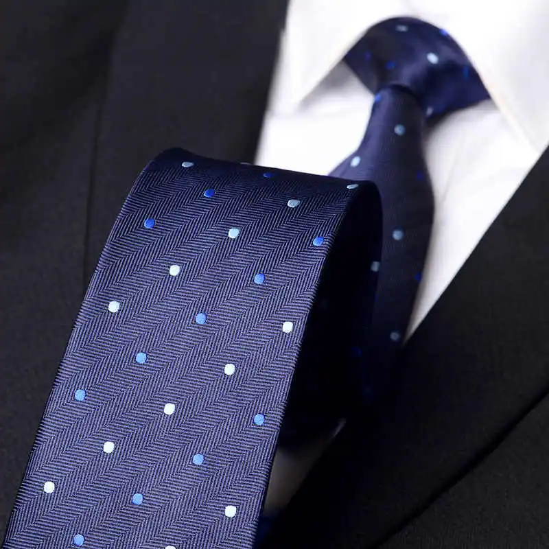 

High Quality Fashionable Blue Dot Tie For Men's Casual Business Shirt Accessories Standard 7cm Handmade Knot Necktie Couple Gift