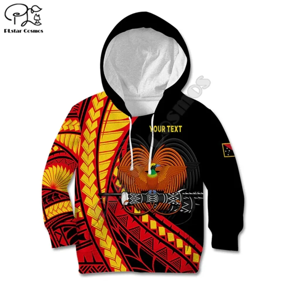 

(Custom Personalised) Papua New Guinea Kid Hoodie The Greater Bird of Paradise 3d printed Hoodies kids Pullover boy For Girl