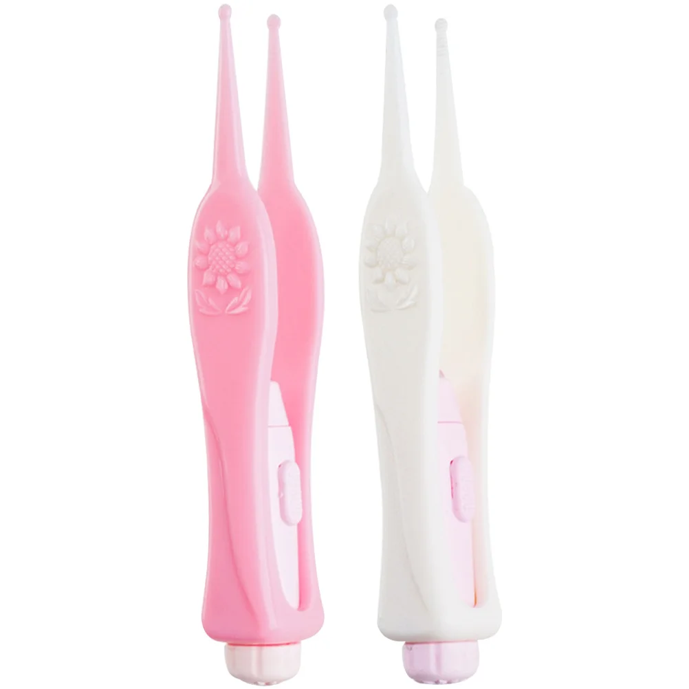 2 Stück sicherer, flexibler LED-Ohrreiniger aus Kunststoff, sichtbare Ohrstöpsel, tragbares Ohrenschmalz-Entfernungswerkzeug für Baby- und Kleinkinder, Ohrenreiniger