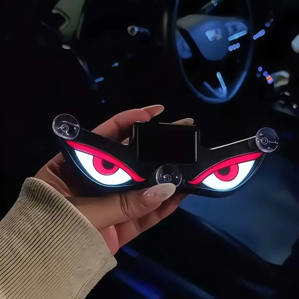 Solar Powered Car Neon Light Wireless Cool DEMON EYE Led Ambient Light Suction Cup USB Rechargeable Atmosphere Breathing Lamp
