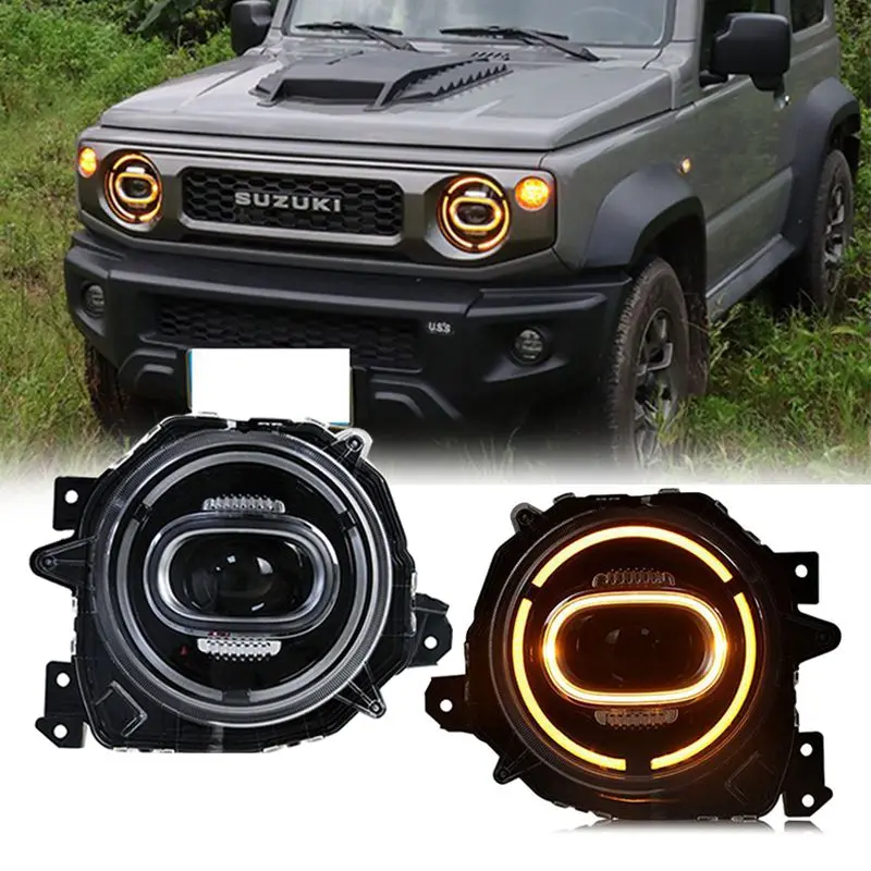 2pc Car Front Lights For Suzuki Jimny LED Headlights 2018 2019 2020 Accessories DRL Turn Signal Blue Start Headlamp Assembly