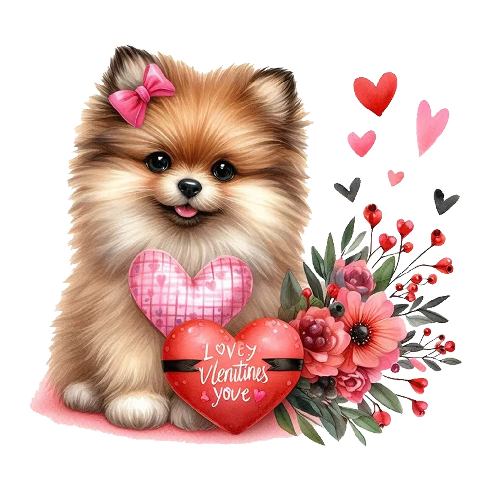QT2600#Adorable Pomeranian with Pink Bow Waterproof Vinyl Stickers for Car, Laptop, Wall and Glass Surface