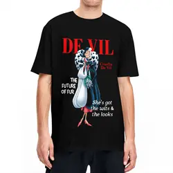 Deville Cruella De Vil Villains 101 Dalmatians T Shirts for Men Women Cotton T-Shirts Round Neck Tee Shirt Short Sleeve Clothes