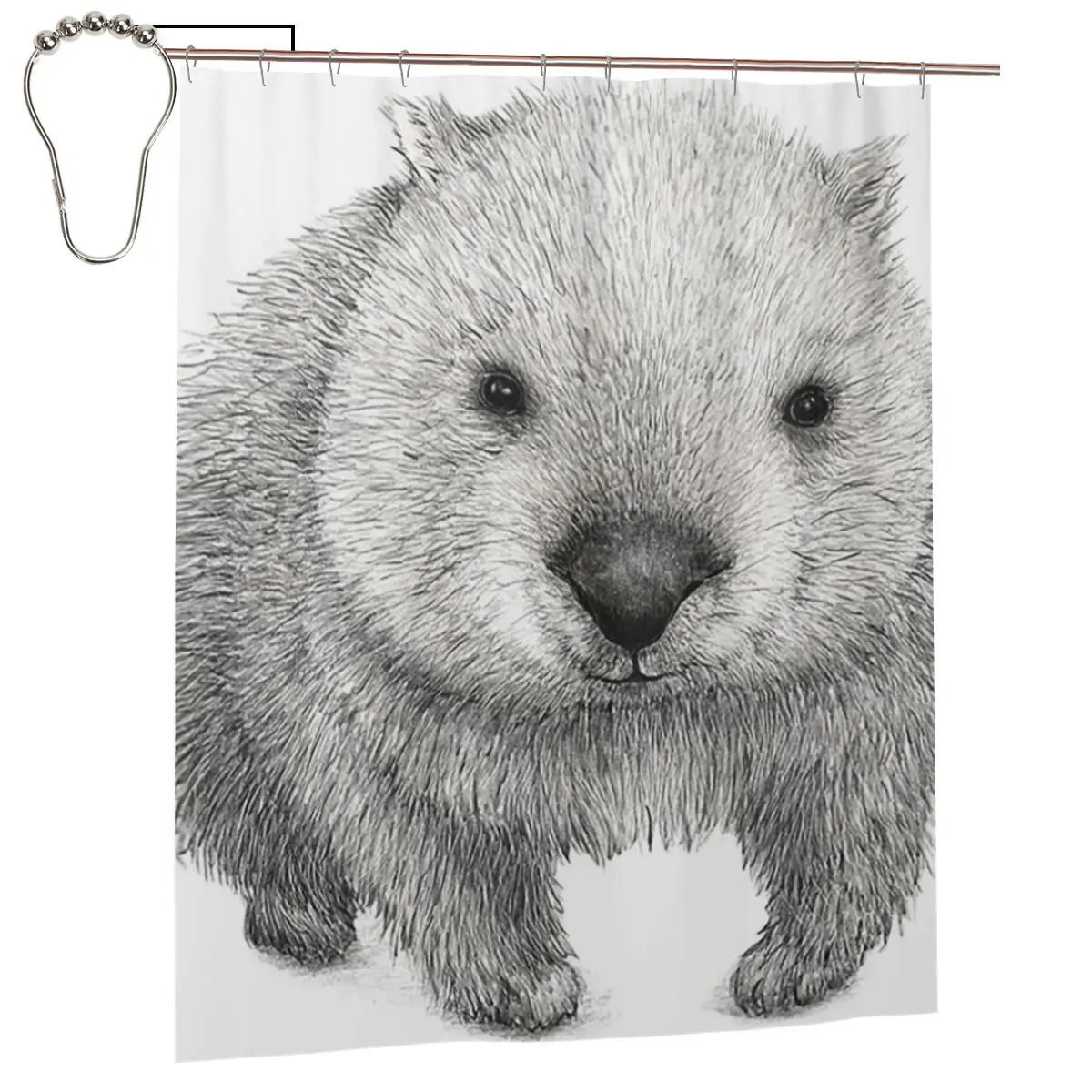 

Водонепроницаемая шторка для душа Wombat Australia из полиэстера с крючками