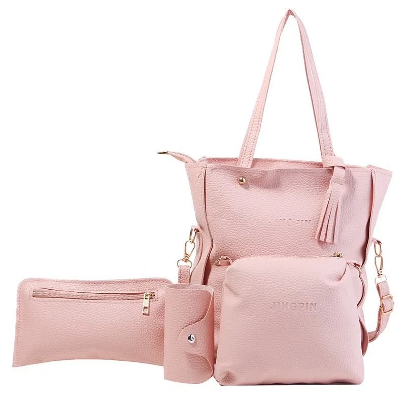 Women Bag Set Top-Handle Female Tassel Handbag Fashion Shoulder Bag Purse Ladies PU Leather Crossbody Bag