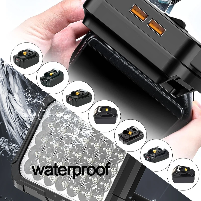 8IN 7200LM 120W Luce da lavoro 18V per Makita Torcia a batteria Faretto LED portatile Proiettore con doppia porta di ricarica USB