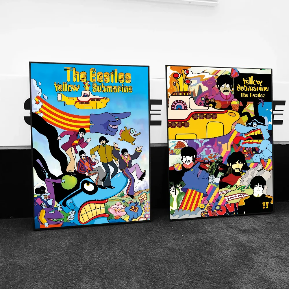 Cartoon Y Yellow Submarine T The Beatles Poster Self-adhesive Art Waterproof Paper Sticker Coffee House Bar Room Wall Decor