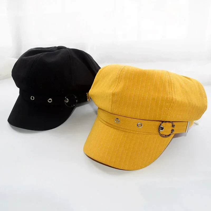Solid Color Octagonal Beret Hats Trendy Windproof Warm Newsboy Hat Casual Painter Cap For Cabbie Girls Autumn Winter Hunting Cap image 2
