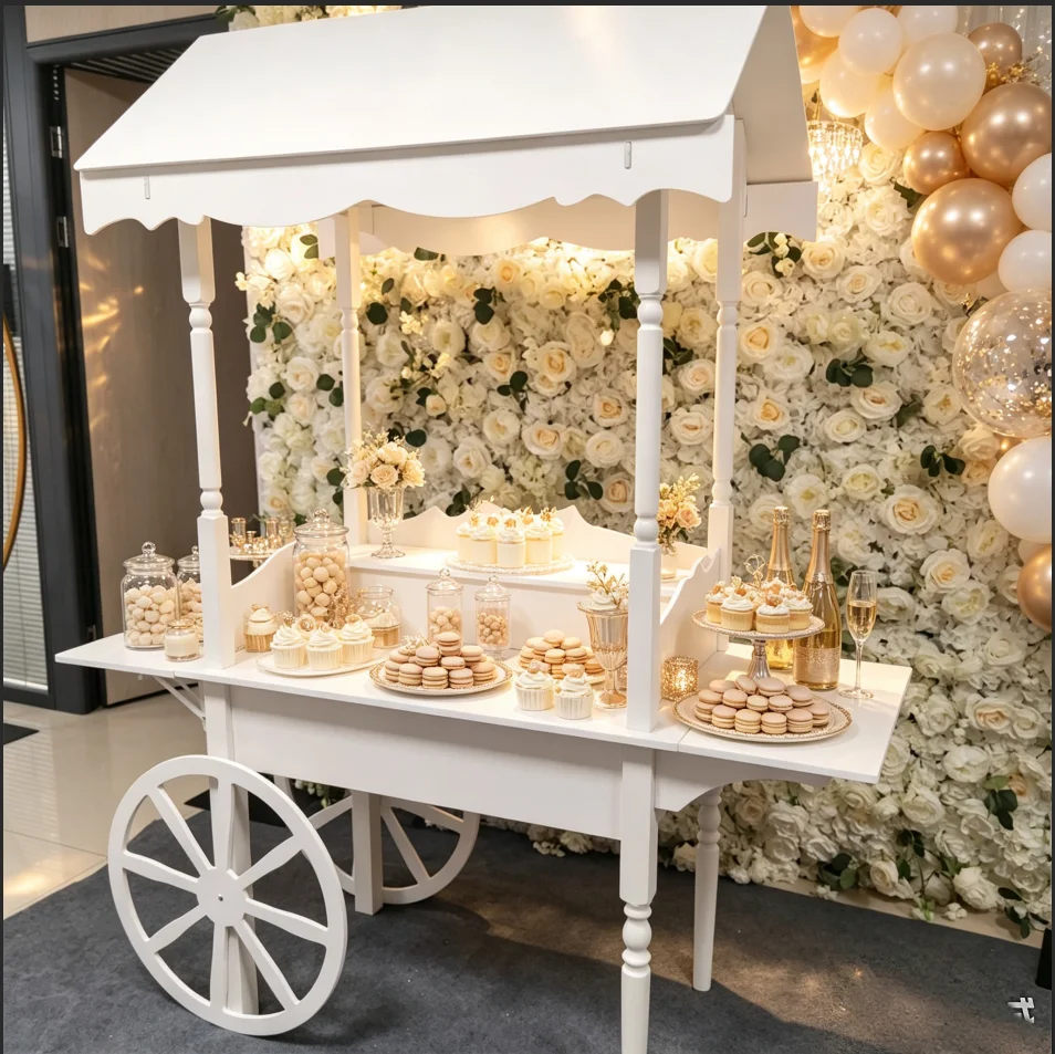 Wedding Candy Display Cart Metal Decor Mobile Trolley For Wedding Float Car Shop Market Stall Party Decor