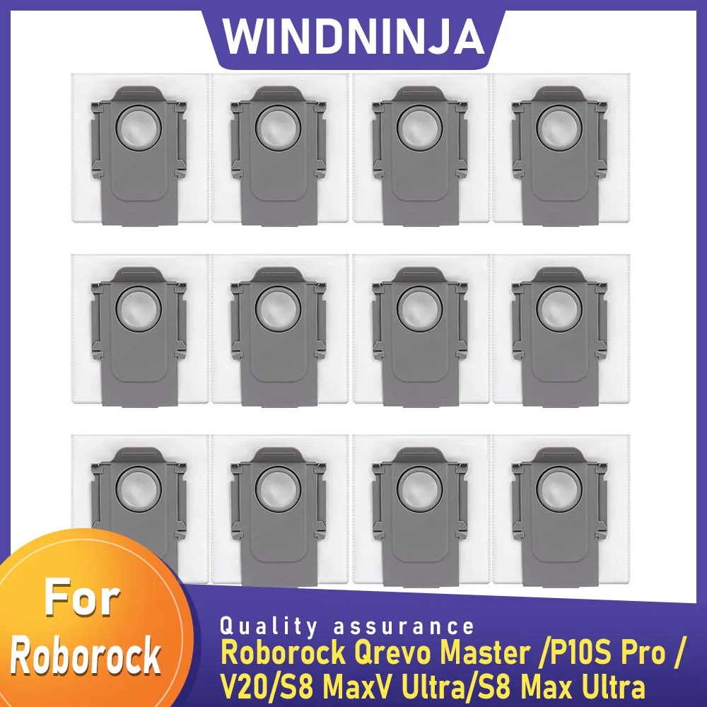 قطع غيار أكياس الغبار لـ Roborock Qrevo Master/P10S Pro/V20 /S8 MaxV Ultra /S8 Max Ultra جهاز آلي لتنظيف الأتربة جزء كيس الغبار
