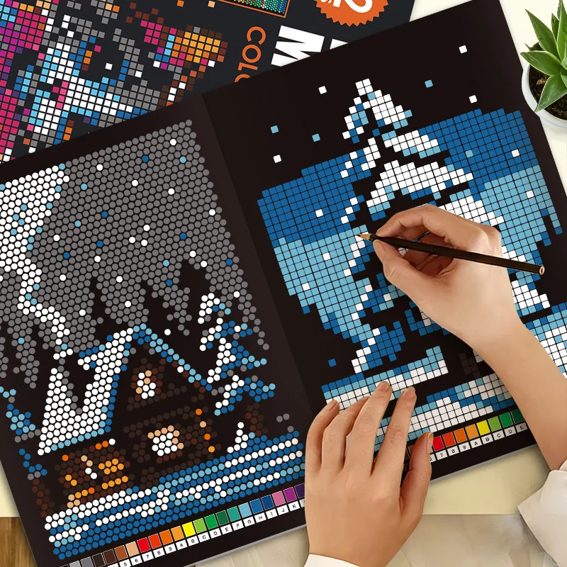 

Загадочные мозаики по номерам: 32 страницы скрытых изображений и пиксель-арт для взрослых и детей