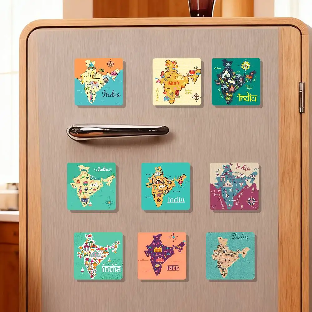 India Map Refrigerator Magnets Magnet Personalized Fridge Magnet Square Shape Fridge Refrigerator Wall Door Decoration