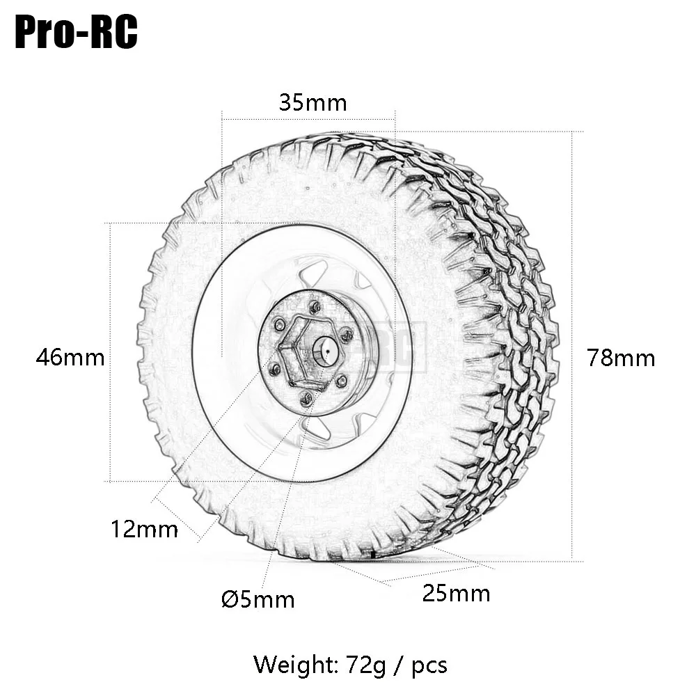 4 sztuki felg aluminiowych 1,55 cala i gumowych opon 78 mm do gąsienic 1/10 RC D90 CC01 LC70 JINMY Axial 90069 MN Parts