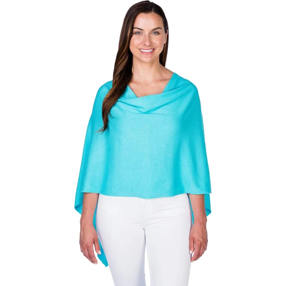 豪華な軽量コットンカシミヤ混紡ポンチョ - コットン95%、カシミヤ5% - どんな機会にも最適な柔らかなギフト