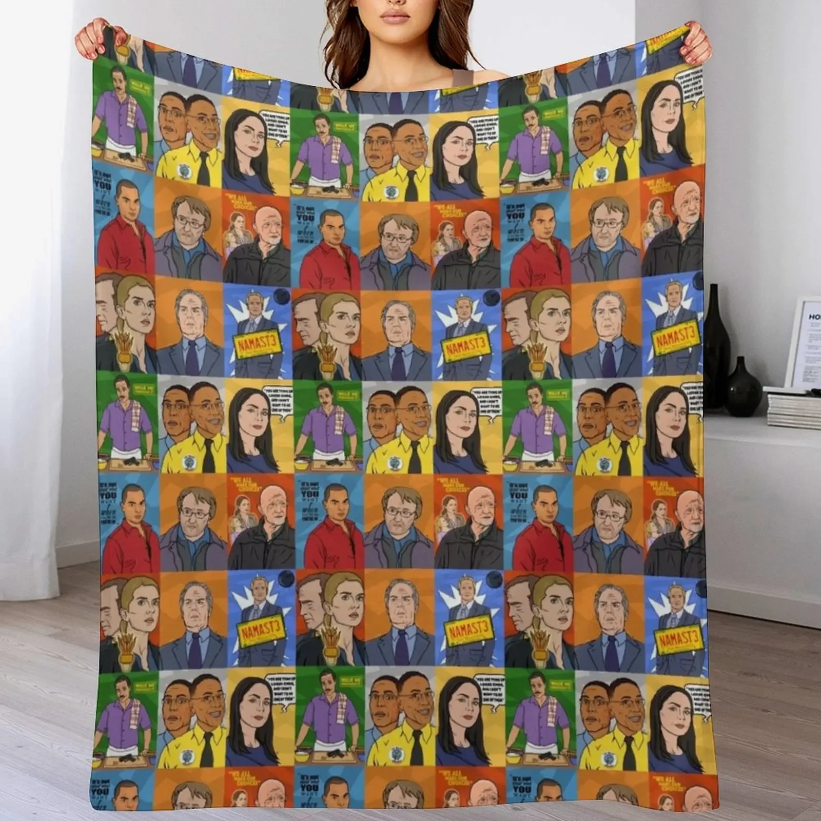 Better Call Saul Mosaic Characters Throw Blanket Soft Sherpa Fleece Warm Blanket for Winter