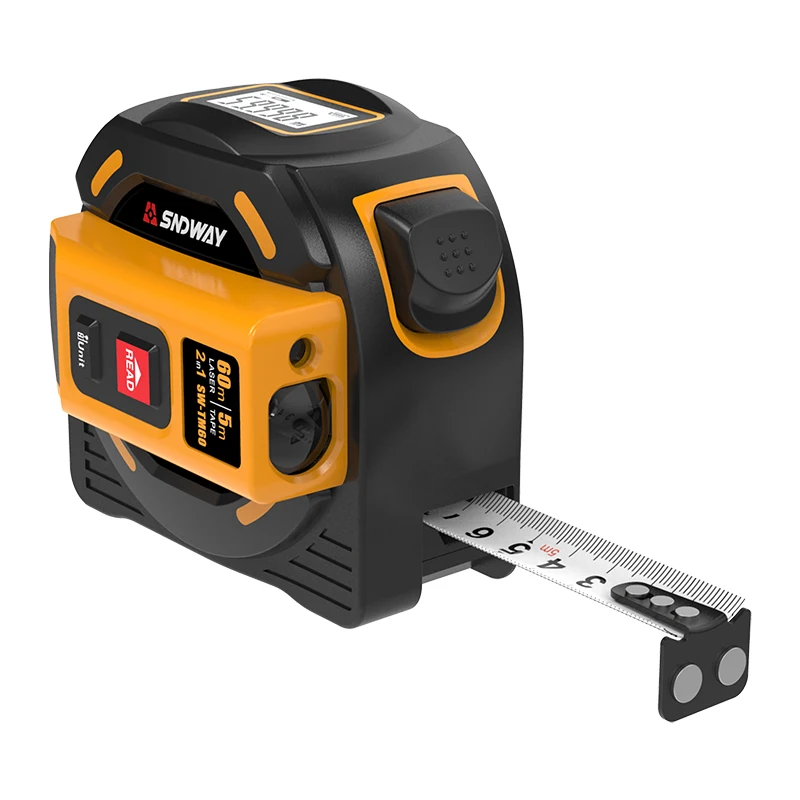 SNDWAY 2 in 1 Digital la ser Tape Measure 40M 60M  la ser Distance Meter with 16ft AutoLock Measuring Tape SW-TM40 SW-TM60