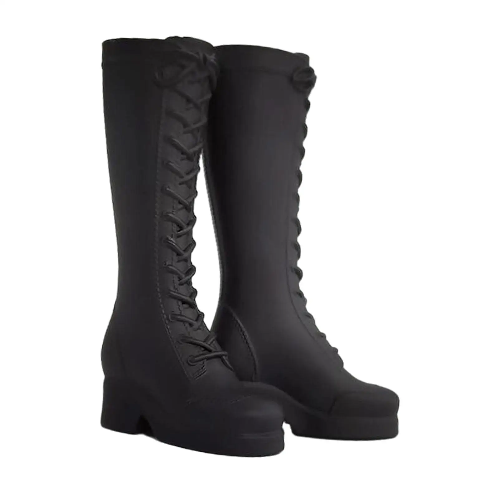 1/6 Scale High Shoes for 12 Inch Female Action Figure Matt Black Vinyl Boots Model Collector Accessories view 4