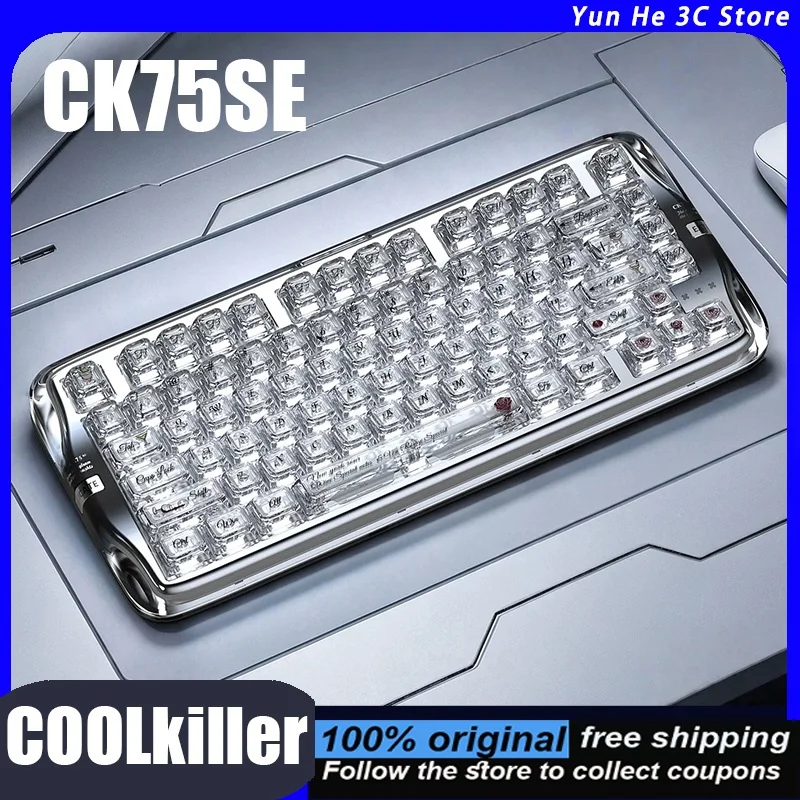Coolkiller CK75SE Wireless Keyboard Transparent Jelly Case Three-Mode Customization Hot-Swappable RGB Lighting Saipengbok