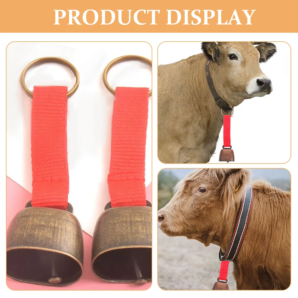 2 Pcs Outdoor Camping Bell Cow Bells for Pets Accessories Ribbon Metal Anti Lost Iron