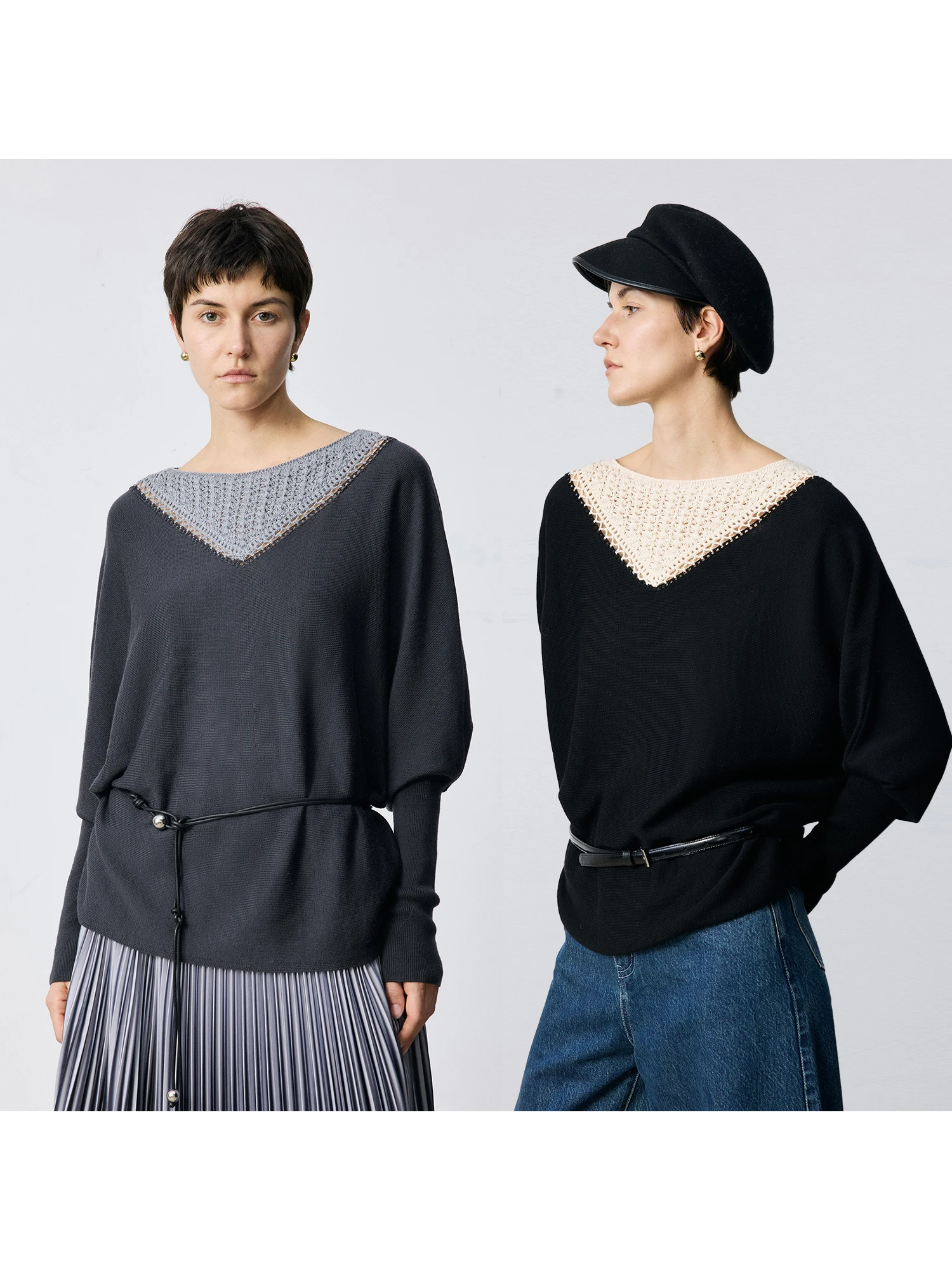 

Вязаная вручную ажурная скульптурная кофта MARIUS из пряжи с элементами пэчворка, повседневная, свободного кроя, с длинными рукавами и круглым вырезом, для женщин