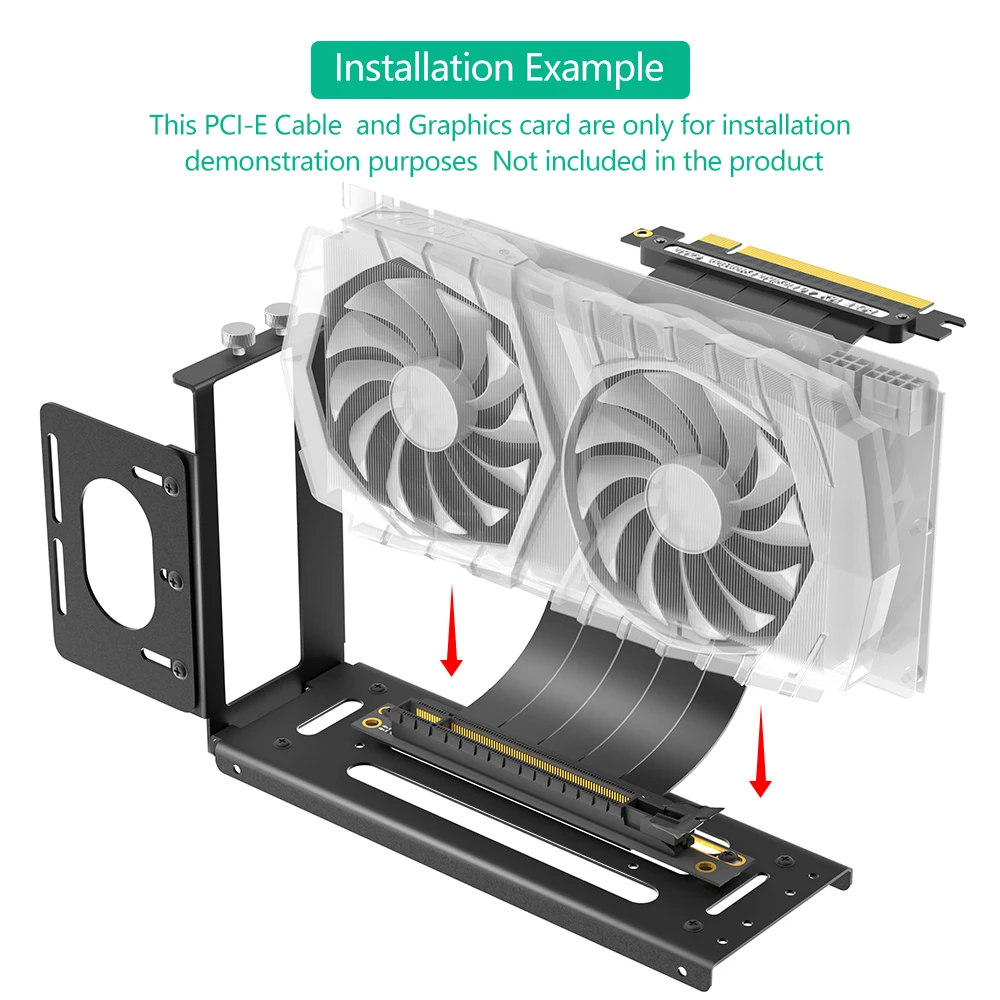 Vertical GPU Mount Bracket 2Slots Graphics Card Holder with Hardware eGPU Dock External GPU Docking Station Black with Screw Kit