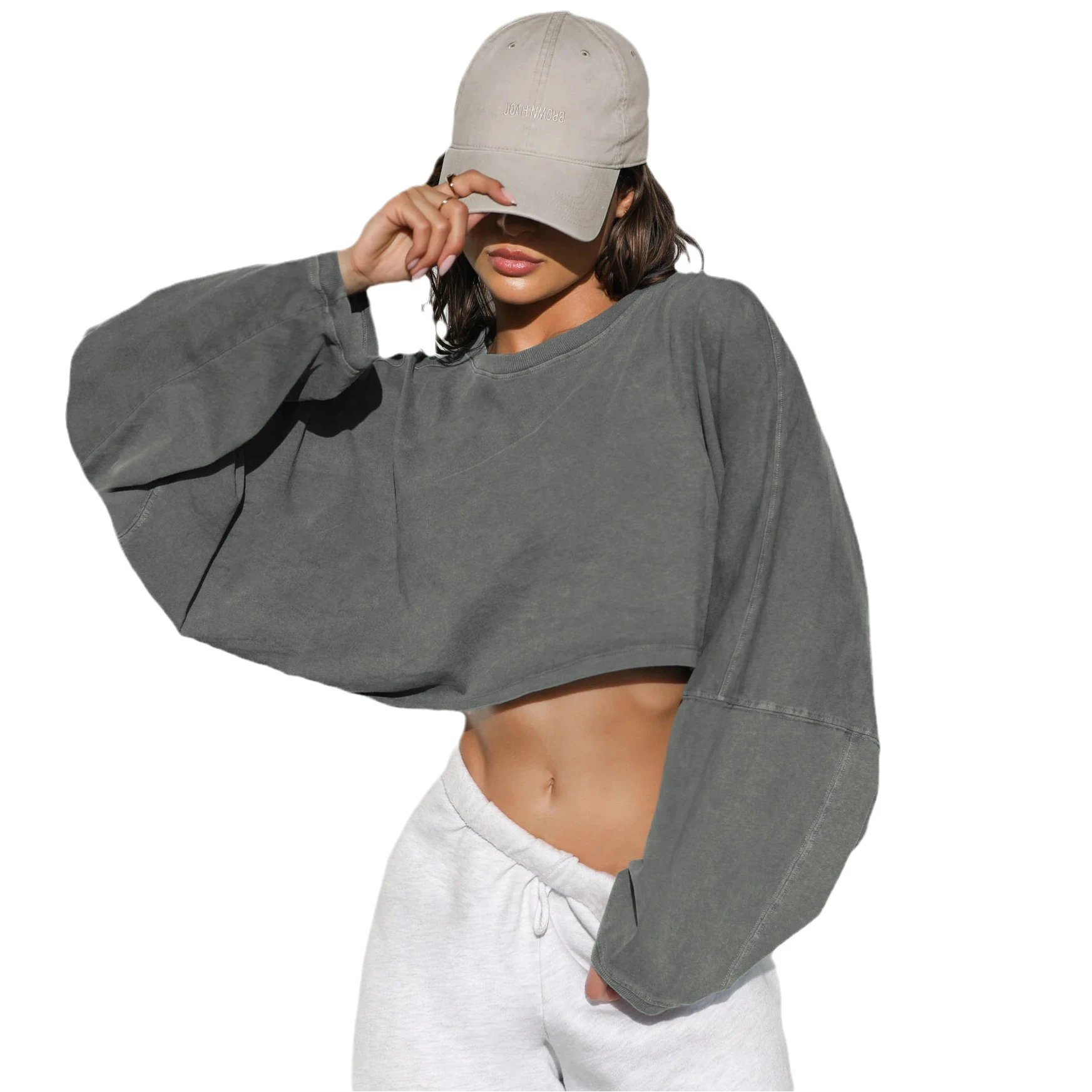 سترة نسائية خريفية بغطاء للرأس بلون نقي، فضفاضة للبطن، مستديرة Ne Spor، ماركة Mira، مريحة طويلة، Sve Cre...