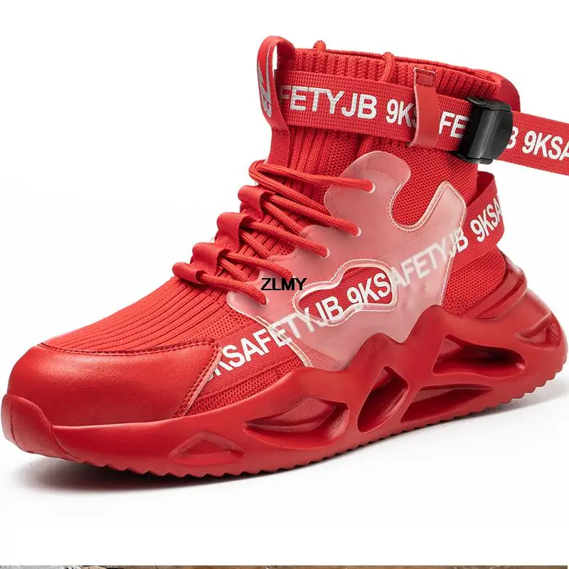 Modne obuwie ochronne męskie stalowe Toe obuwie robocze odporne na przebicie tenisówki męskie przemysłowe buty ochronne do pracy oddychające buty ochronne