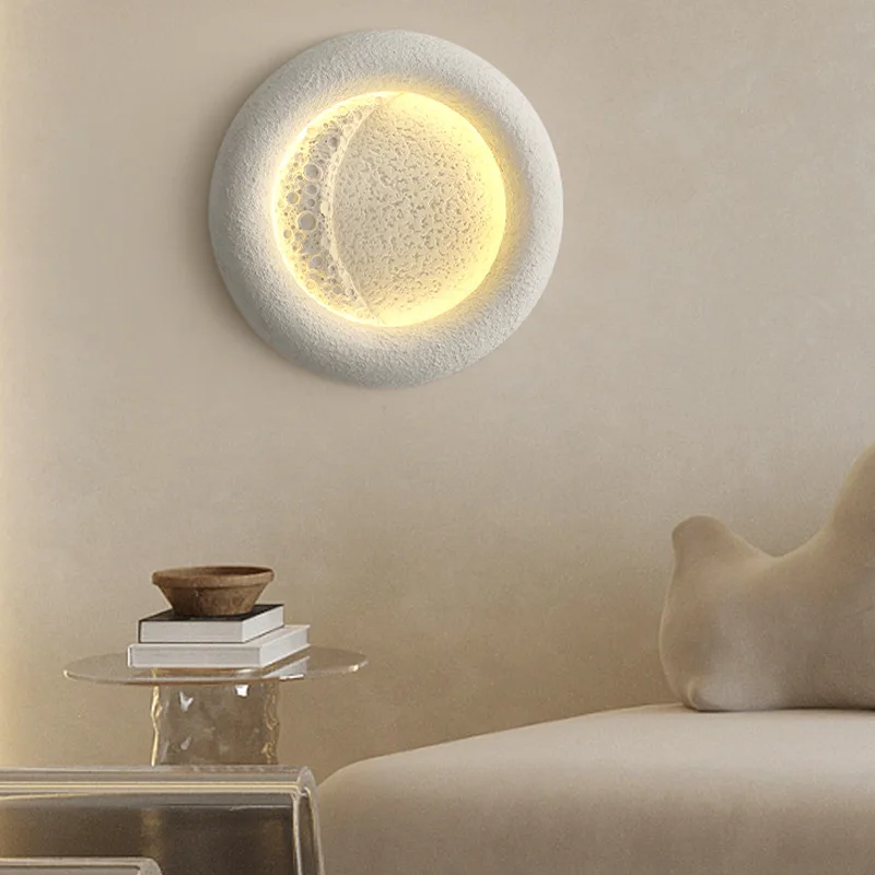 SANDYHA Modern Circular Moon Design Resin Ceiling Light Fixture Decorative Lighting Kids Bedroom Living Room Stylish Home