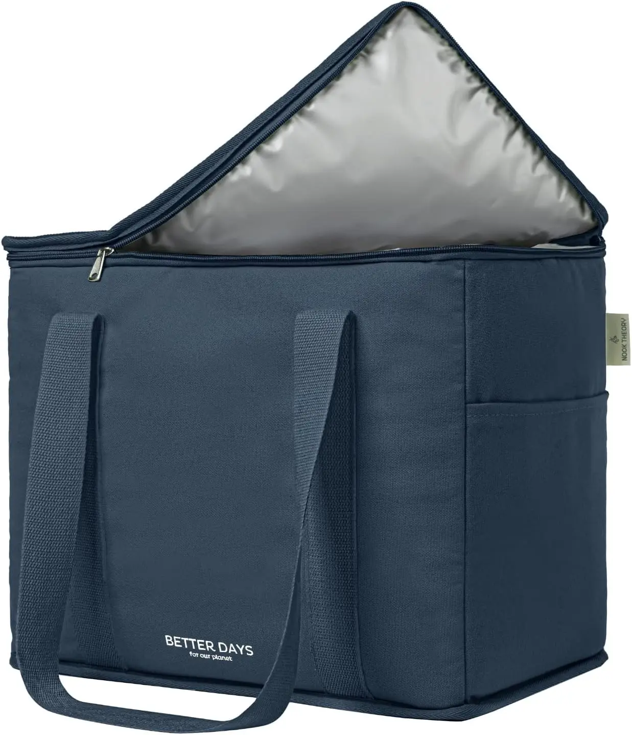 Insulated Grocery Bag, Leak Proof Large Cooler Bag for Frozen and Hot Food with Zippered Top