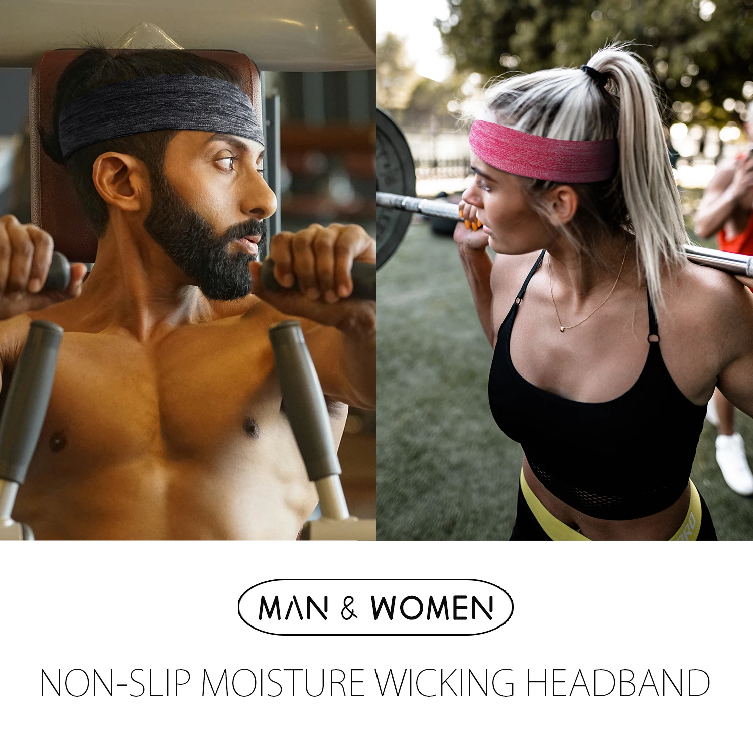 1PC Workout Sweatband Yoga Running Fitness Sports Headband Cycling Tennis Hair Band Non Slip Moisture Wicking Headband Men Women