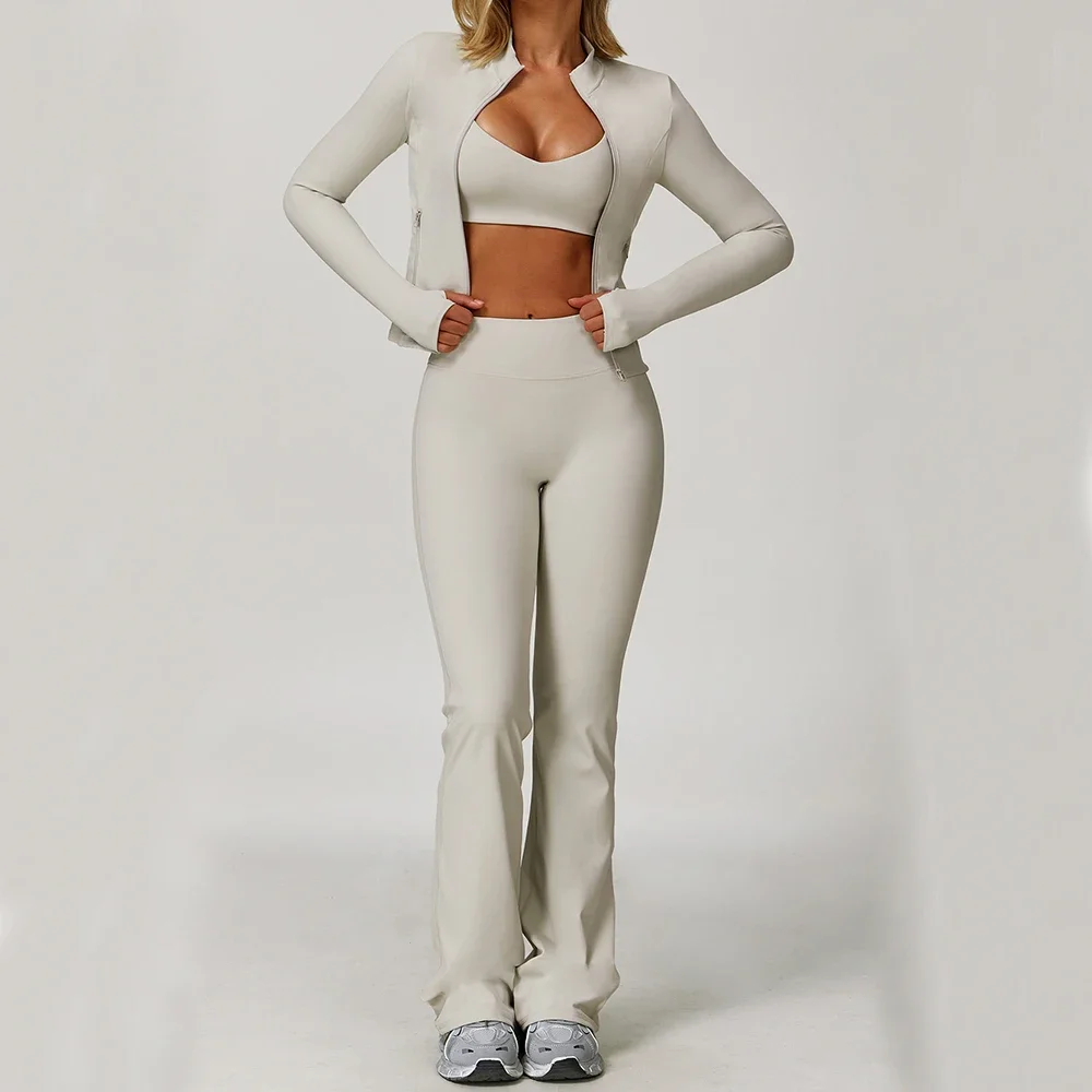 

3PCS Gym Set Women Yoga Bra Jacket High Waist Workout Scrunch Leggings Shorts Sports Suit 2 Pieces Yoga Set Fitness Clothes