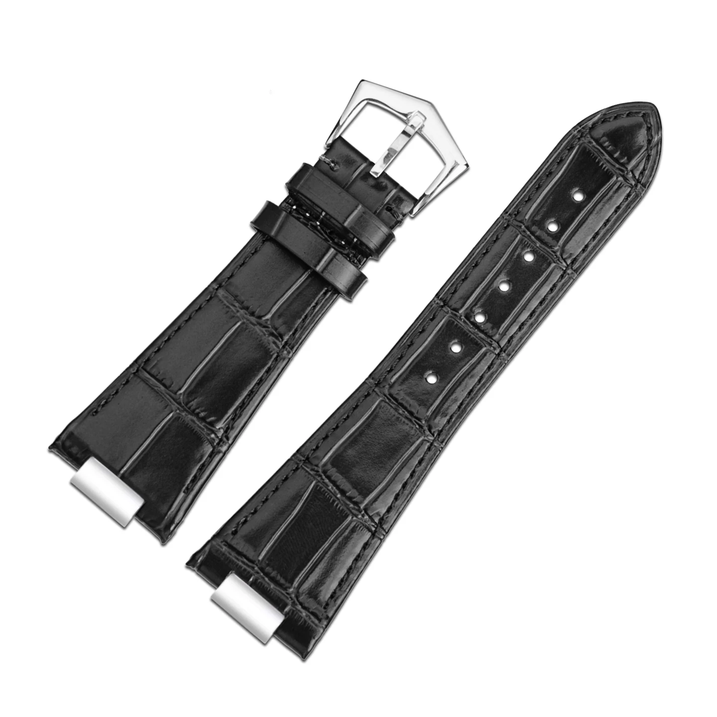 สายหนังแท้สำหรับนาฬิกา Patek Philippe Nautilus รุ่น 5711 5712 5726 5980 ลายหนังจระเข้แท้