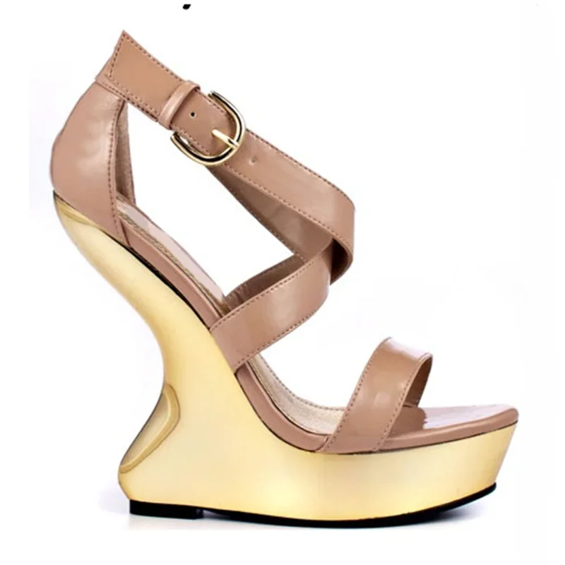 Strange Style One Word Belt Leather Sansals Sexy Pointed Toe Size 35-48Custaomized New Arrivals Fashion Women Modern Shoes