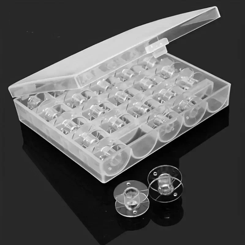 1pc Home Sewing Machine Bottom Thread Bobbin Set Clear Plastic Spools with Storage Box Compatible