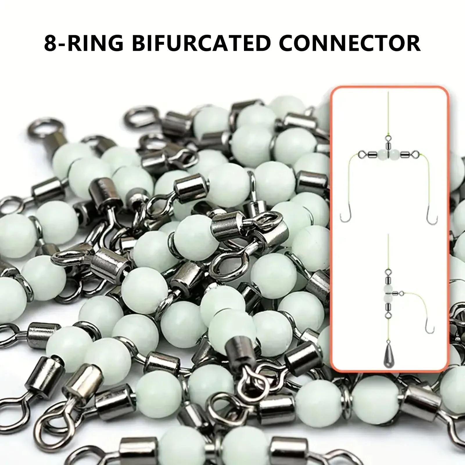 Fishing 8 Shaped Ring Luminous 3 Bifurcat Swivel Ring For Night Fishing Anti Winding Main And Sub Line Branching Ring Connector