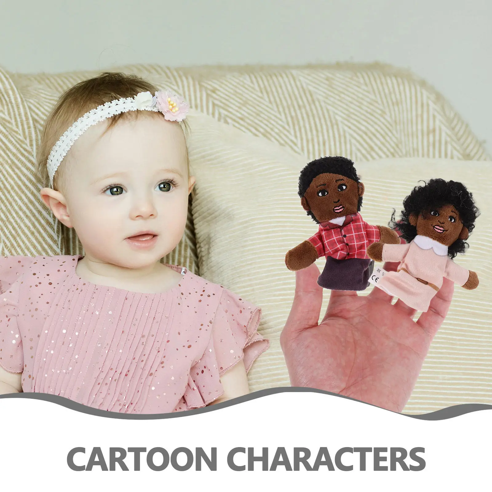 1Set Cartoon Finger Puppets African Family Preschool People Puppets Role Play Storytelling Hand Puppet Supplies Classroom