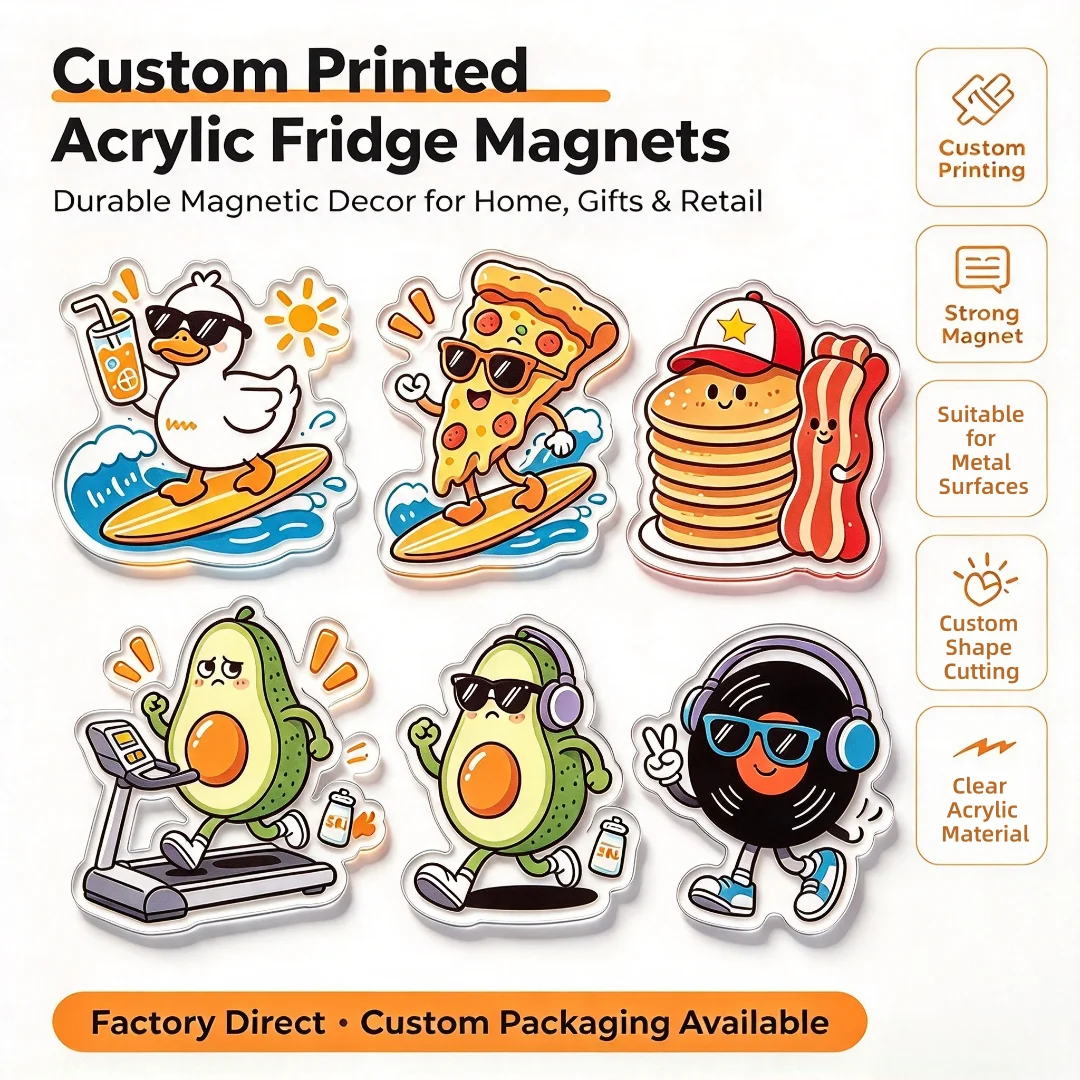 Custom Design Acrylic Fridge Magnet Strong Magnetic Clear Transparent Acrylic Magnet Personalized Design Fridge Magnet