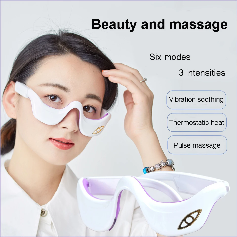 Massaggiatore per la cura degli occhi con massaggio a vibrazione a infrarossi con impacco caldo wireless Allevia l'affaticamento degli occhi e migliora l'applicazione del viso e del sonno
