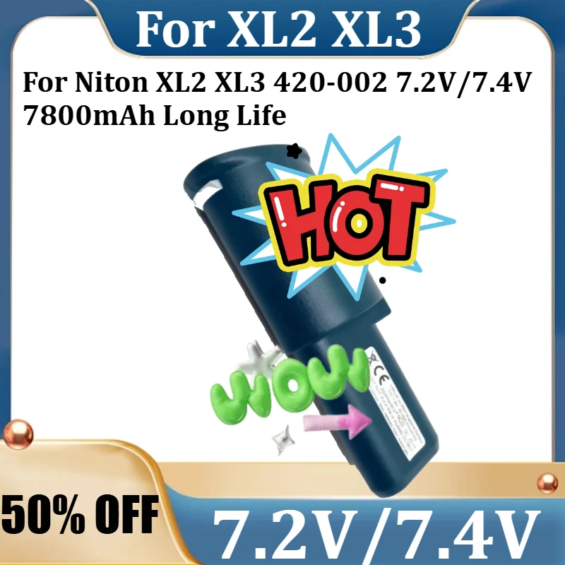 

Новая литиевая аккумуляторная батарея большой емкости 7.2V/7.4V 7800mAh с увеличенным сроком службы для Niton XL2 XL3 (420-002)