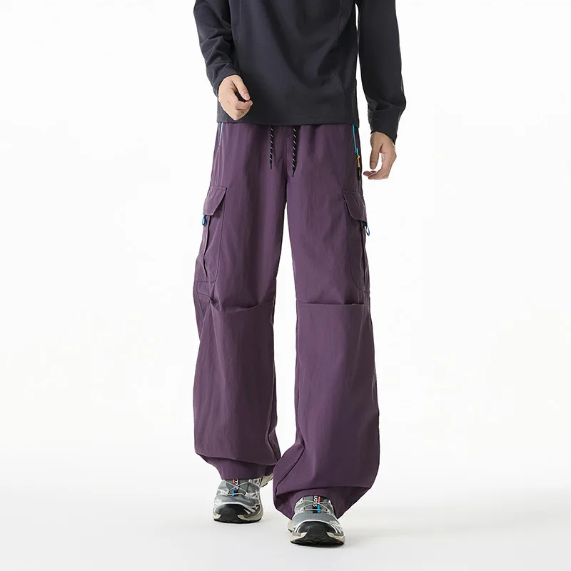 New Straight Wide-leg Overalls Sports Casual Pants Men's Anti-splashing Straight Pants