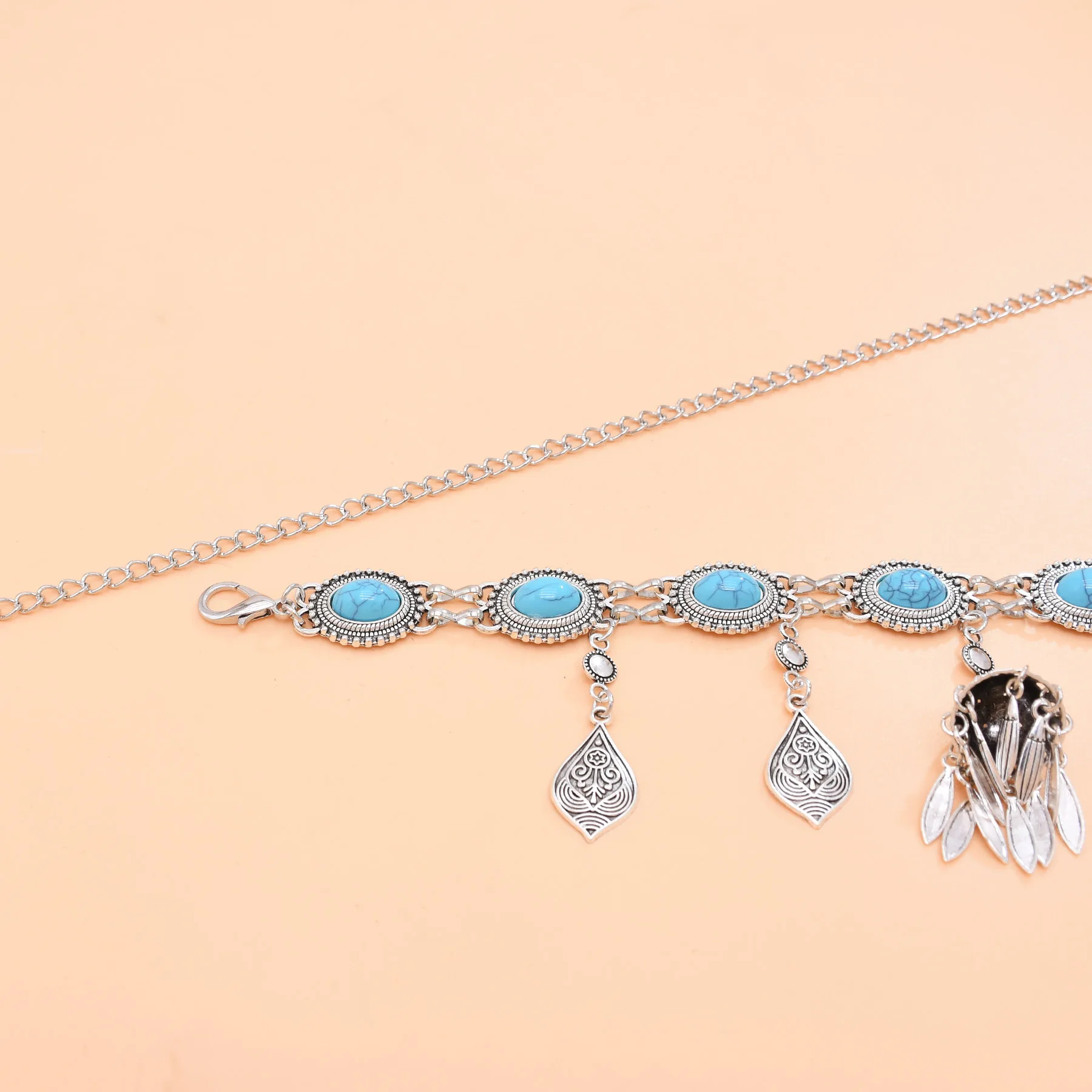 البوهيمي الفيروز عملات قلادة الخصر سلسلة للنساء خمر فضي الهندي الأفغاني الغجر الرقص حفلة الجسم البطن مجوهرات هدية