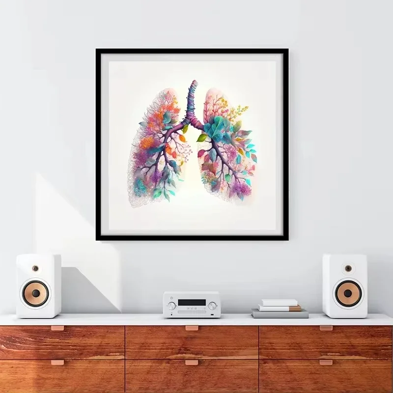 1PC frameless decorative art print,Canvas Painting Minimalist Flowers Anatomical Heart Brain Lungs Poster Prints Wall Art Pictur