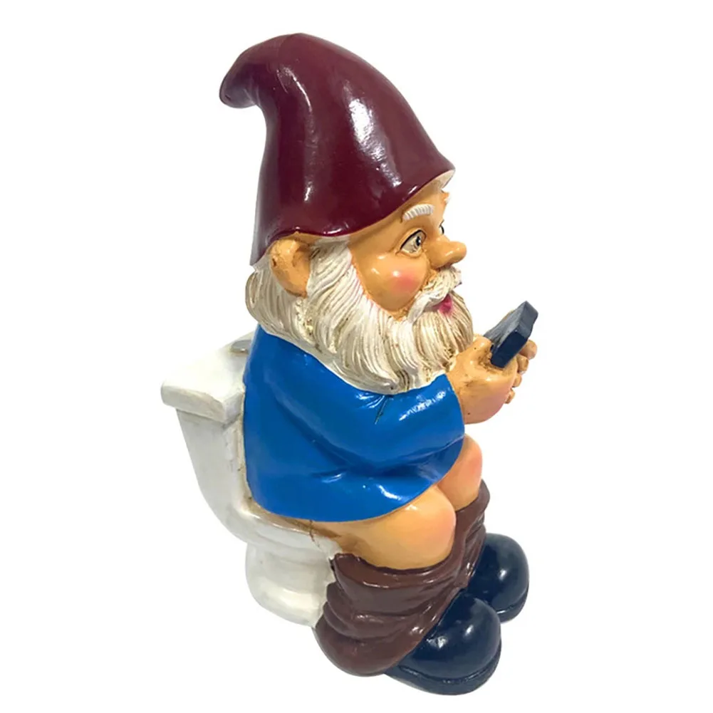 

Статуя гнома для телефона в туалете, садовая статуя гнома, материал из смолы, идеальное украшение для сада, игривая 3D фигурка куклы эльфа-гнома