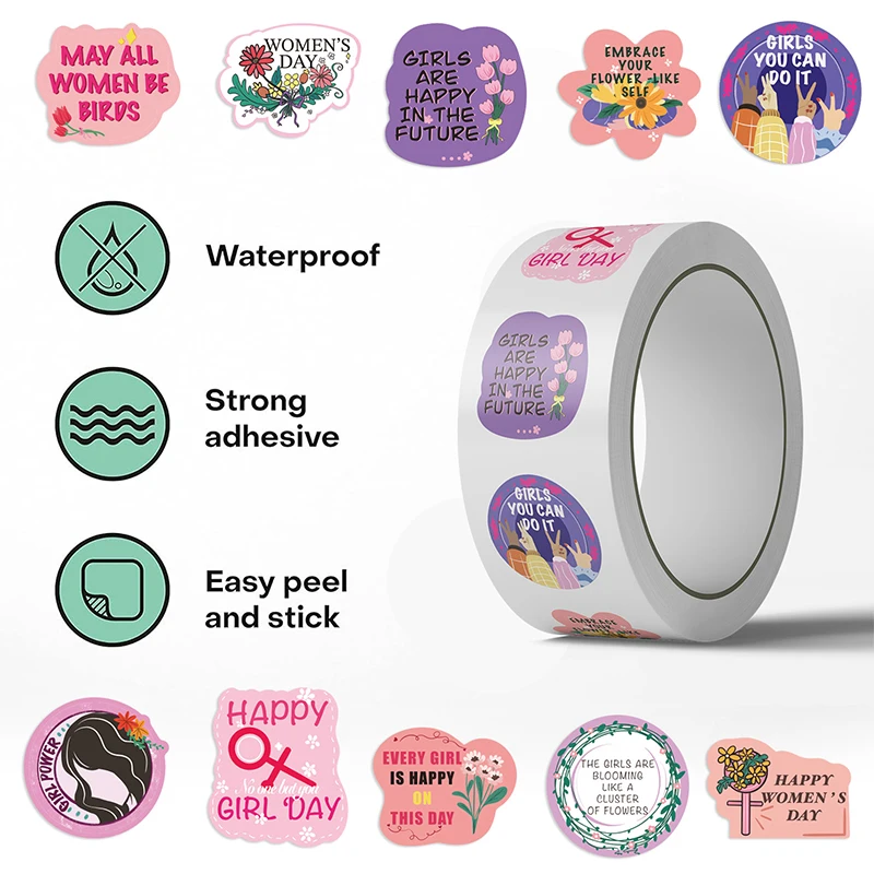

500 шт. цветочных наклеек ко Дню матери в рулоне, водонепроницаемые виниловые наклейки с цветами, подарочные этикетки, украшения для бутылок с водой, граффити-наклейки для мамы